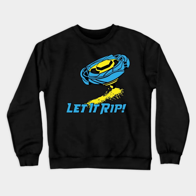 beyblade blue / yellow Crewneck Sweatshirt by Lins-penseeltje